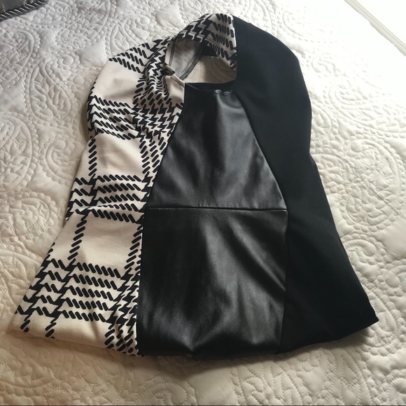 Jaye.e. Black and Cream Dress with Faux Leather - Picture 5 of 8